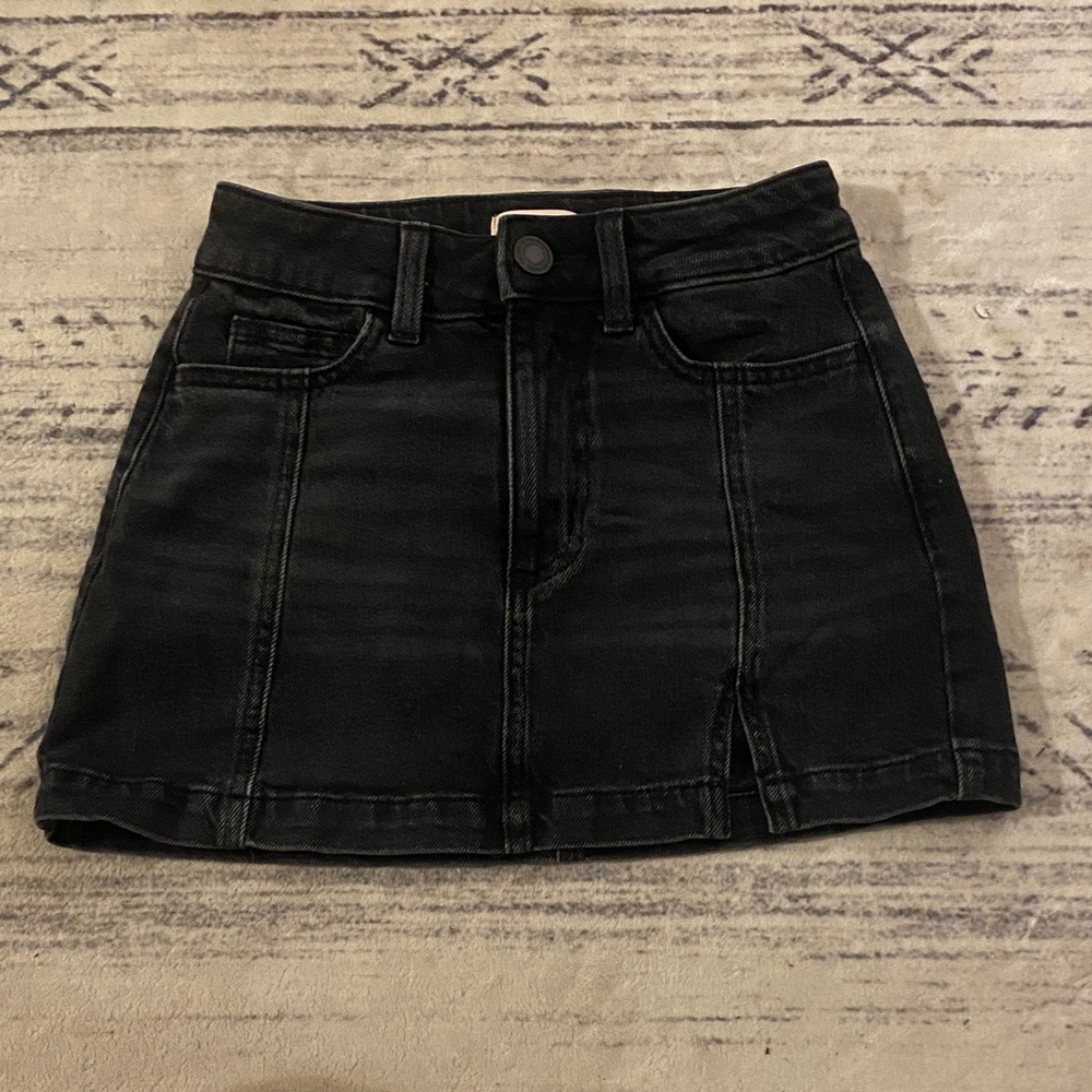 SO Dark Wash Mini Denim Skirt with tiny Slit